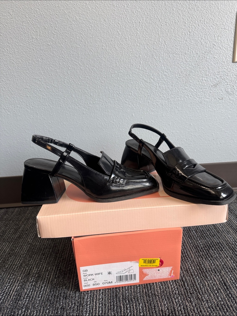 Gianni Bini Black Patent Slingback Loafer Mules